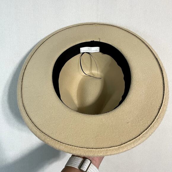 Bailey's Blossoms Felt Wide Brim Fedora‎ Hat Tan with Ribbon Band - Size Adult - Picture 3 of 7